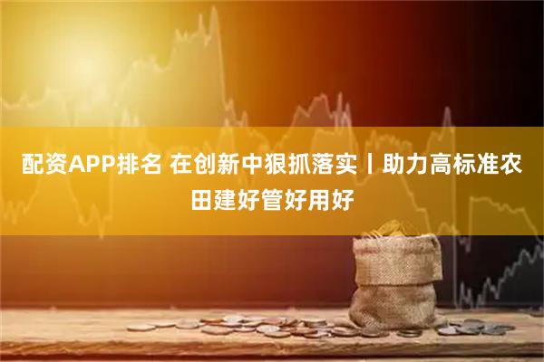 配资APP排名 在创新中狠抓落实丨助力高标准农田建好管好用好